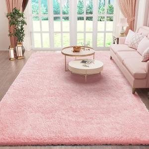 Ophanie Pink Area Rugs for Bedroom Girls, 6x9 Kids Fluffy Fuzzy Furry Shag Carpet, Plush Soft Cute Baby Shaggy Bedside Indoor Floor Rug for Teen Dorm Home Decor Aesthetic, Nursery (6' x 9', 5- Pink)