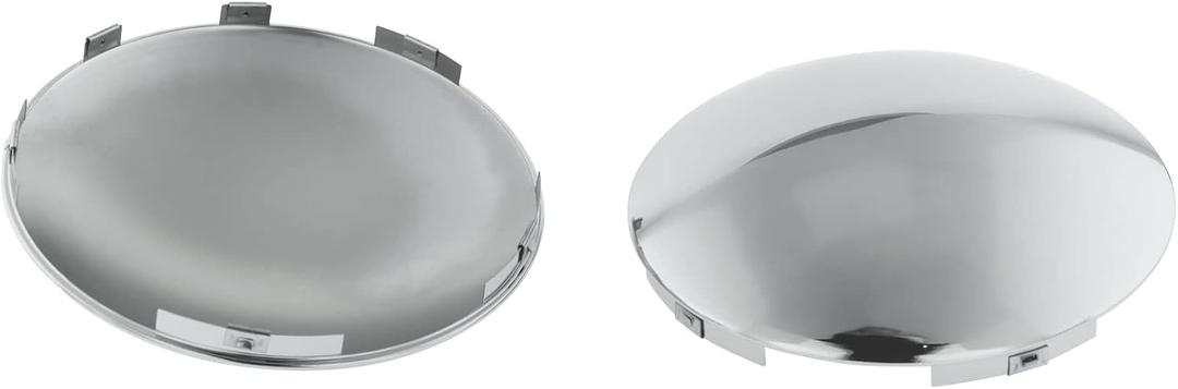 Semi Truck Hub Cap Covers - 6 Uneven Notched - for Front Wheel Universal Fit - 2 Pc Pack (Dome Top, Chrome, 7/16" Lip Height)