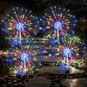 Solar Garden Firework Lights Outdoor Waterproof, 4 Pack Solar Lighting with 8 Lighting Modes , 120 LED Sparklers String Lights for Outside Decor Yard Pathway Halloween Decorations(Colorful)