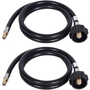 GGC 4 Feet RV Propane Pigtail Hose QCC1 Connector with Acme and a 1/4'' Inverted Male Flare (2PCS)