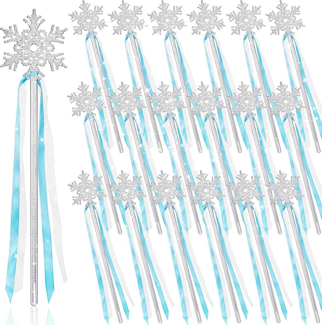 Silver Snowflake Magic Wand - 36 Pcs Frozen Snowflake Princess Wand Winter Theme