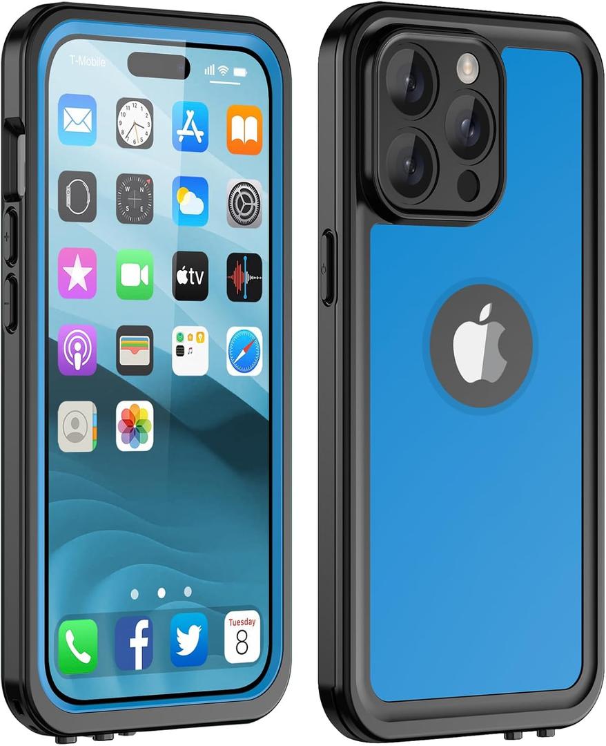 for iPhone 15 Pro Waterproof Case, [Shockproof] [Dustproof] [with Screen Protector] Phone Case for iPhone 15 Pro, Full Protective Case for iPhone 15 Pro 6.1-Blue