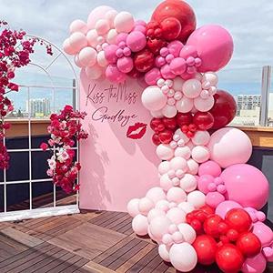Winrayk 150Pcs Valentine's Day Balloon Garland Arch Kit Pink Red Rose Red Balloons 18" 10" 5" for Women Girls Valentine's Day Mother's Day Wedding Engagement Anniversary Party Decoration Supplies