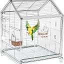 20.5 inch Small Bird Cage, Parrot Cage, Portable Bird Carrier, Travel Carrier Cage for Home, Outing, Pet Clinic, Temporary Placement, for Small Medium Birds(White)