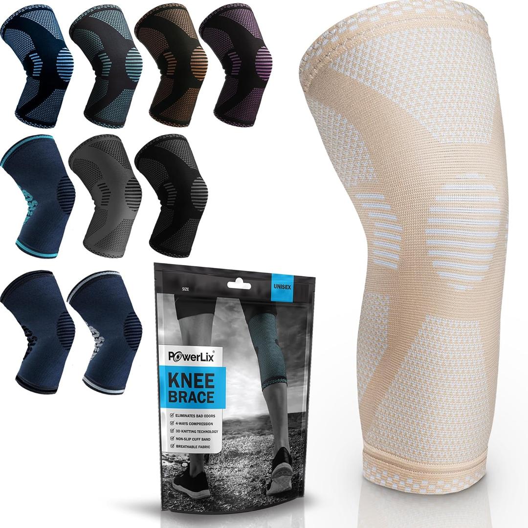 POWERLIX Leg Sleeve - Best Knee Brace for Leg Pain for Men & Women Knee Support for Running, Basketball, Volleyball, Weightlifting, Gym, Workout, Sports Please Check Sizing Chart Medium