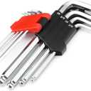 MAXPOWER 9PCS Long Arm Ball End Hex Key Wrench Set, Industrial Grade Allen Wrenches, Made with Heat-Treated CR-V Steel, Chrome Finish, Includes Hinged Case, SAE Size 1/16 Inch - 3/8 Inch