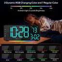 Digital Alarm Clocks for Bedrooms, RGB Desk Clock with 15 Color Display, Date Temperature and Weekday, DST, Snooze, 2 Alarms, Ambient Lighting for Living Room, Bedside Office Gaming Desk Decor