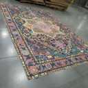 Kokia 10x14 Washable Black and Pink Area Rugs with Vintage Orient Design, Soft Rug for Living Room or Bedroom, Non-Slip Low Pile Stain Resistance Features, Distressed Medallion Pattern