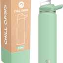 Chill Oasis Water Bottle | Compatible With Popular Flavor Cartridges | BPA Free, Leak Proof, Double-Walled Vacuum Insulated Stainless Steel, and Dishwasher Safe | Cold for 24 Hours (Sage, 22oz)