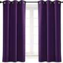 NICETOWN Blackout Room Darkening Window Curtain Triple Weave Home Decoration Solid Ring Top Blackout Room Darkening Drape for Bedroom (Single Panel, 42 x 63 inch, Royal Purple)