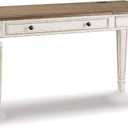 Signature Design by Ashley Realyn Home Office Lift Top Desk, USB Charging, Spring Lift Top, Smooth-gliding Drawer, 60" W x 28" D x 31" H, Chipped White and Brown