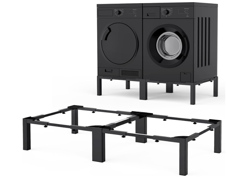 Washer and Dryer Stand Adjustable All-In-One - Heavy Duty Universal Washer and Dryer Stand Fits (40.9-66.14L) x (20.47-33.07W) x (12.6H Inch) - For Front Load Washers and Dryers (Black)