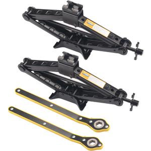 2 Set 2 Ton Scissor Jack for Car, with Hand Crank Portable Repair Tool Rust-Resistant for auto, SUV, Trailer, Station Wagon, by GENHAKON.