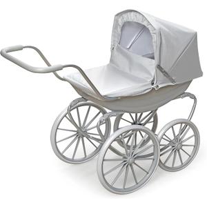 Badger Basket London Doll Stroller - Stylish Toy Stroller for 18 Inch Dolls - Adjustable Canopy, Sturdy Handle, Durable Design for Pretend Play and Doll Accessories - Gray