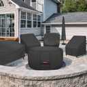 Porch Shield Fire Pit Cover - Waterproof 600D Heavy Duty Fade Resistant Round Patio Fire Bowl Cover Black - 36 inch