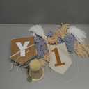 DCJHFJ Felt Khaki Blue Happy Birthday High Chair Banner Pre-Strung Birthday Hanging Decoration for 1st Birthday Decorations Boy