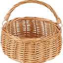 Small Gift Wicker Picnic Basket with Handle,Willow Flower Girl Basket for WeddingsGarden and Home Decor -Wicker Storage Basket-Natural