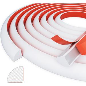 Flexible Quarter Round Molding, Peel and Stick Silicone Edge Trim for Floor, Kitchen, Countertop, Bathroom, Sink, Shower, Bathtub (118Inch, White)