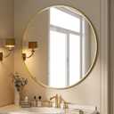 Round Mirror, Metal Frame Circle Mirror, Gold Wall Mounted for Entryway, Bathroom, Vanity, Living Room, Size: 30"L x 30"W