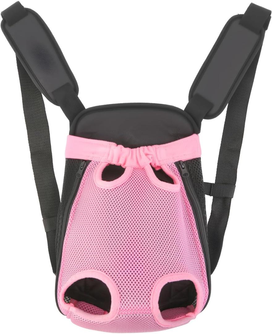 Inspack Dog Backpack Carrier/Cat Carrier, Adjustable Pet Front Carriers Travel Bag for Puppy Medium Dogs, Legs Out, Soft Ventilated Doggie Chest Carry Backpacks for Hiking/Camping, 2.5-4 lbs, Pink (Small)