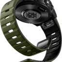 Bandletic Compatible with Garmin Instinct Watch Bands - Magnetic Silicone Rugged Sport Strap Quick Fit 22mm Watch Band for Fenix E/8/7/6/5/Forerunner 965/955/945/935/745/Epix 2/Approach S70/S62/S60 (Army Green/Black)