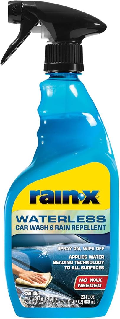 Rain-X 620143 Waterless Car Wash and Rain Repellent, 23 fl. oz. Rinseless Cleaner Spray for a Spot Free Finish, Perfect for Quick and Easy Detailing. Premium No Rinse for on the go Washing Rain-X 620143 Waterless Car Wash and Rain Repellent, 23 fl. oz. Rinseless Cleaner Spray for a Spot Free Finish, Perfect for Quick and Easy Detailing. Premium No Rinse for on the go Washing