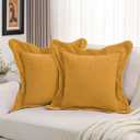 FUTEI Pack of 2 Chenille Throw Pillow Covers 26x26 Inch, Mustard Yellow