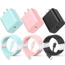 3Pack 10FT Long ightning Cable,20W Fast Charging Phonne ightning Cable Phone Charger Cord for Phone 14/13/12/12 Pro Max/11/Xs Max/XR/X,AirPods Pro-Pink/Green/Black