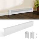 4ft Galvanized Steel Easy Slip-On Baseboard Heater Cover with Left and Right End Caps, High Quality Easy Installation Baseboard Cover Kit for Bathroom and Hydronic Home Heating Systems, BHC4