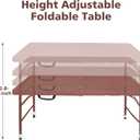 4 FT Folding Table with Carry Handle, Portable Fold-in-Half Plastic Table, Rectangle Foldable Table for Indoor/Outdoor Brown