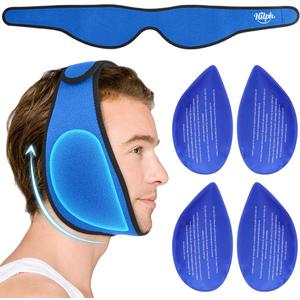 Hilph Face Ice Pack Wisdom Teech Ice Pack Head Wrap for Facial Oral Surgery Pain Relief for TMJ, Jaw Ice Wrap with 4 Hot Cold Gel Packs Reusable for Tooth Extraction & Teeth Removed, Tonsil Blue