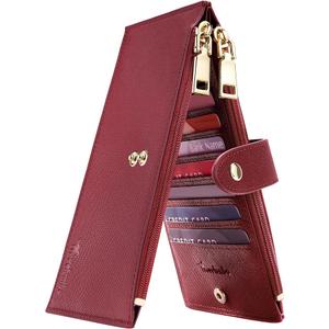 Travelambo RFID Wallet Women Large Size Bifold Multi Card Wallet Case with Zipper Pocke Credit Card Holder for Women