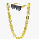 40inch/101cm Big Chunky Fake Gold Chain with Twist Leg Punk Sunglasses, Hip Hop Rapper Costume Plastic Jewelry Necklace, 2Pack 80s 90s Party Costume Accessory for Men Women