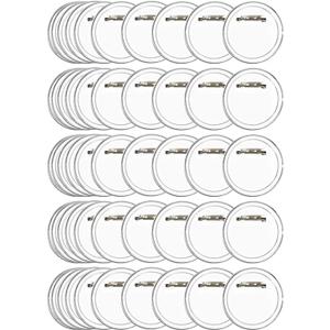 BUYGOO 50Pack 2.4 inch Clear Button Pins Make Your Own Buttons Picture Button Pin Acrylic Design Butto n Badge Clear Picture Buttons Badges Kit for DIY Crafts
