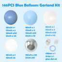 146 PCS Blue Balloon Garland Arch Kit，Different Sizes 18 12 10 5 inch Blue and White Balloon Arch Light blue Balloons for Baby Shower Bridal Shower Wedding Birthday Party Decorations