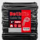 BethTie Black 8 Inch Zip Ties (2500 Pack), 65 LBS Tensile Strength, Self-Locking Nylon PA66 UV Resistant Cable Ties for Indoor and Outdoor Use