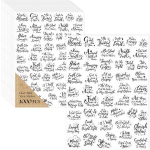 1000 PCS Bible Verse Stickers, Clear Inspirational Pray Stickers Encouraging Scripture Decals Jesus Christian Religious Faith Labels for Scrapbooks Bottles Computer Planner Diary Album Kids Adults