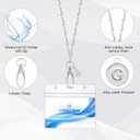 A-Z Letter Corrugate Stainless Steel Chain Lanyards for ID Badges Holder Keys Teacher Nurse Cruise Women Gifts with 2 Pieces ID Card Badge Holder