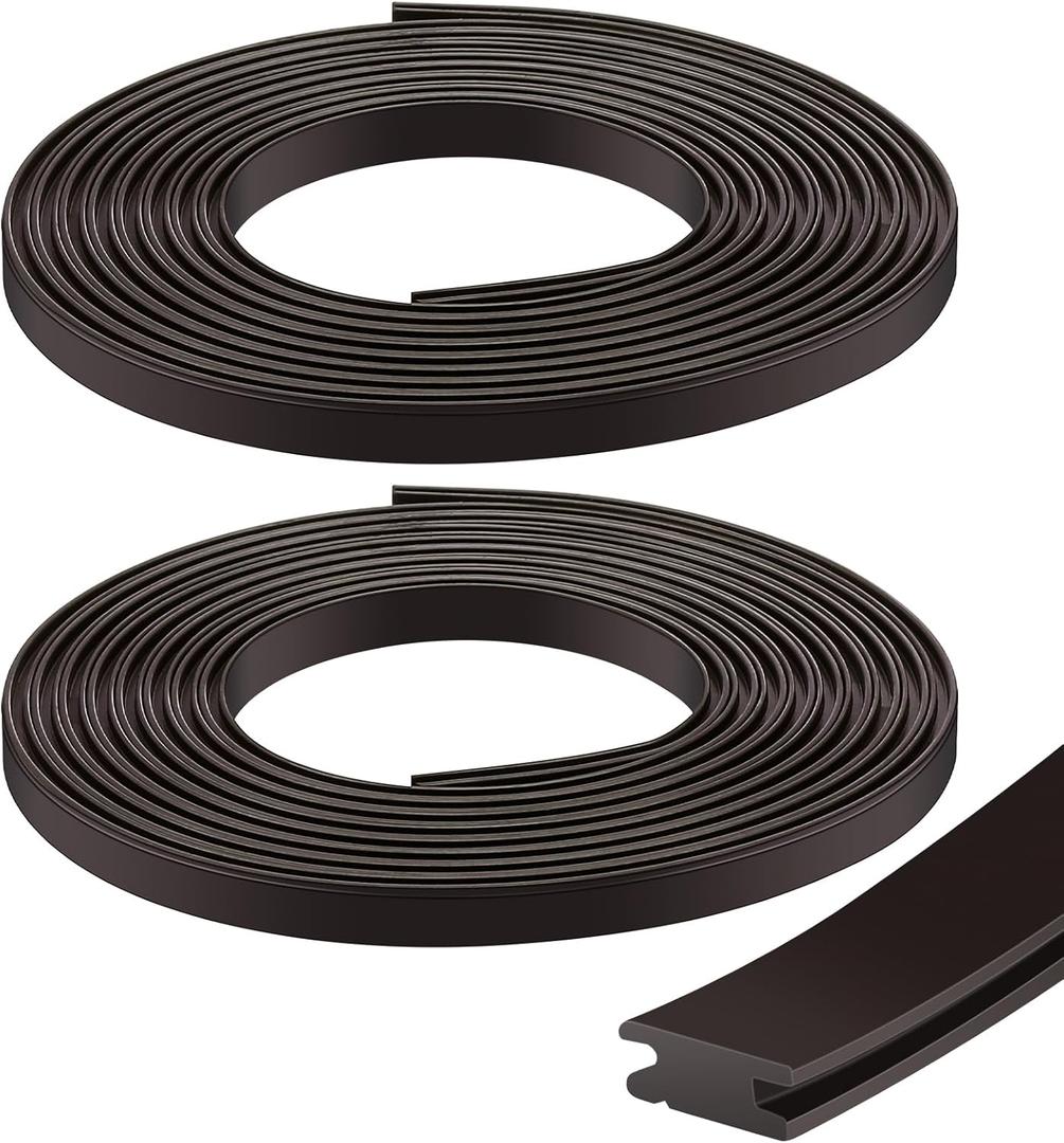 Wonderjune 75 Inch Shower Door Magnetic Strip Replacement Flexible Magnetic Strip Insert for Framed Semi Framed Swinging Glass Shower Doors, Black(2 Rolls)