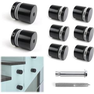 Muzata 8Pack 2'' Black Glass Railing Standoff Heavy Duty Glass Standoff Screws Pin for Balcony Stair Balustrade Railing Side Mount GA07 SL4 (8 Pack)