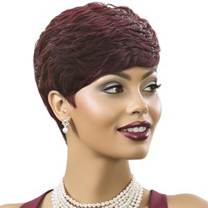 150% Density 99J Straight Wig Short Wig With Bangs Short Pixie Wigs For Women Short Pixie Cut Wig Pre Plucked Short Cut Wigs Glueless Wigs Human Hair Pre Plucked Pre Cut No Knots And No Hair Loss