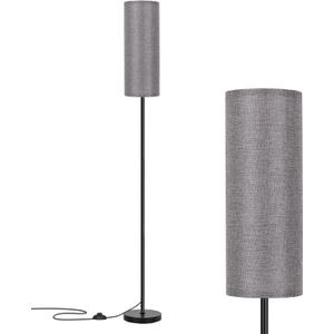 FRIDEKO HOME Grey Shade Floor Lamp, Simple Design with Foot Pedal Switch, Small Tall Lamps for Living Room Bedroom Office, Corner Floor Stand Light with Black Pole Lamp (No Bulb/No Remote)