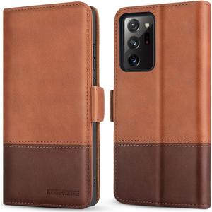 KEZiHOME Note 20 Ultra Case, Genuine Leather [RFID Blocking] Galaxy Note 20 Ultra 5G Wallet Case Credit Card Slot Flip Magnetic Stand for Samsung Galaxy Note 20 Ultra 2020 (Khaki/Brown)