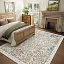 Machine Washable Rugs for Living Room: 8x10 Area Rugs for Bedroom Floral Non Slip Low Pile Soft Stain Resistant Carpet for Kitchen Dining Room Farmhouse Kids Room Nursery Indoor