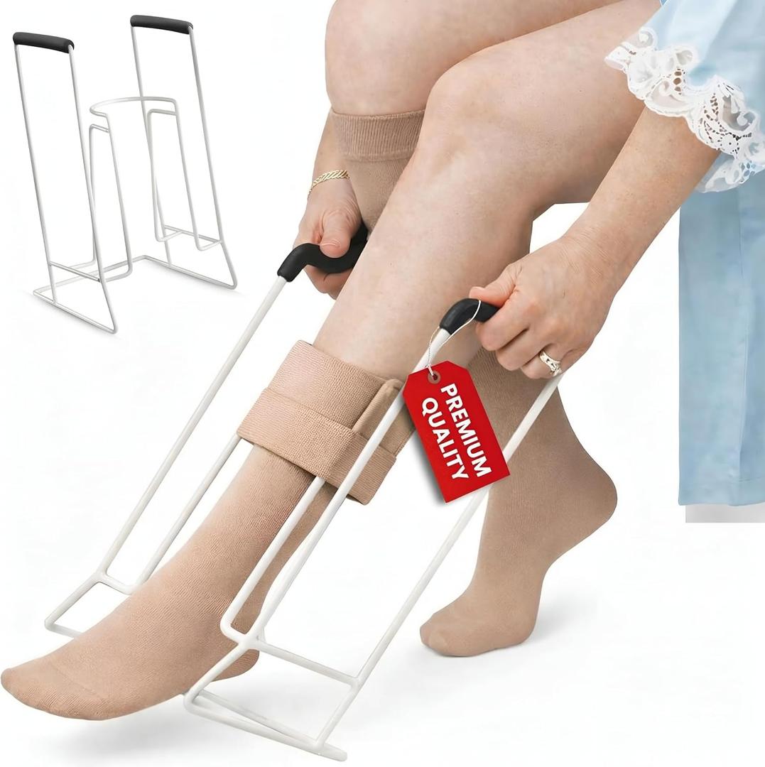 Premium Sock Aid Compression Hose for Women Men Aide Assistance Device Puller Daily Living Aids for Assist Seniors Putting Elderly Wide Stocking