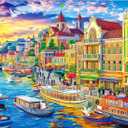 ALL4JIG Harbor City Fun Jigsaw Puzzles for Adults and Kids, 500 Pieces, 20.47" x 14.96", Christmas Secret Santa Gift, White Elephant Gifts, Number Partitioned for Easy Solving