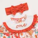 GRNSHTS Baby Girl 1st Birthday Outfits One Year Old Printed Romper Embroidery Bodysuit Cake Smash Clothes (Orange)