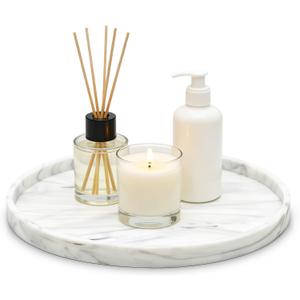10.6 Inch Round Vanity Tray, Bathroom Counter Organizer, Perfume Organizer Tray, Makeup Organizer countertop Decorative Tray, Countertop Organizer Tray for Jewelry, Perfume, Cosmetic, Candle