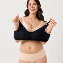 Wireless Hands-Free Pumping Bra, Adjustable with Extendable Straps and Hook Extender, Comfort Sleep Pumping & Nursing Bra (Beige, XXXL)