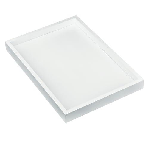 Bam & Boo Natural Bamboo Serving Tray Modern Rectangular (White, 13” x 9" x 1.2") for Food, Drinks, Decor, Vanity in Home, Kitchen, Bathroom, Coffee Table, Bed 2 pack